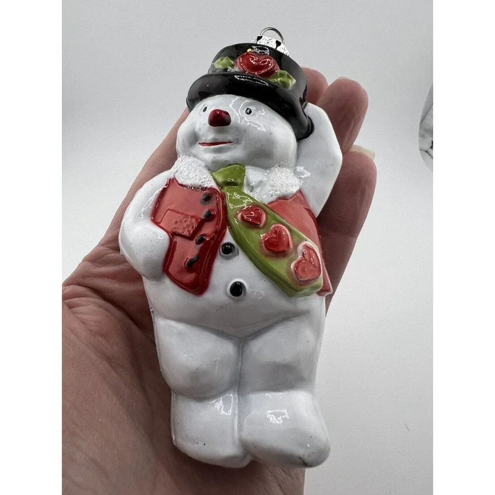 Vintage Home Decorative Frosty‎ The Snowman Glass Christmas Ornament - Lot of 3